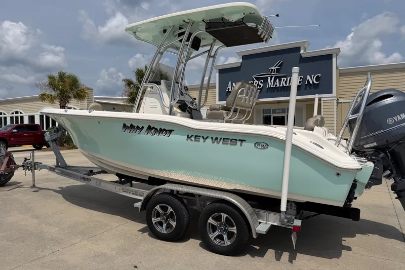 The Image of 2023 Key West 219 FS boat on trailer at Angler's Marine NC dealership. - 1