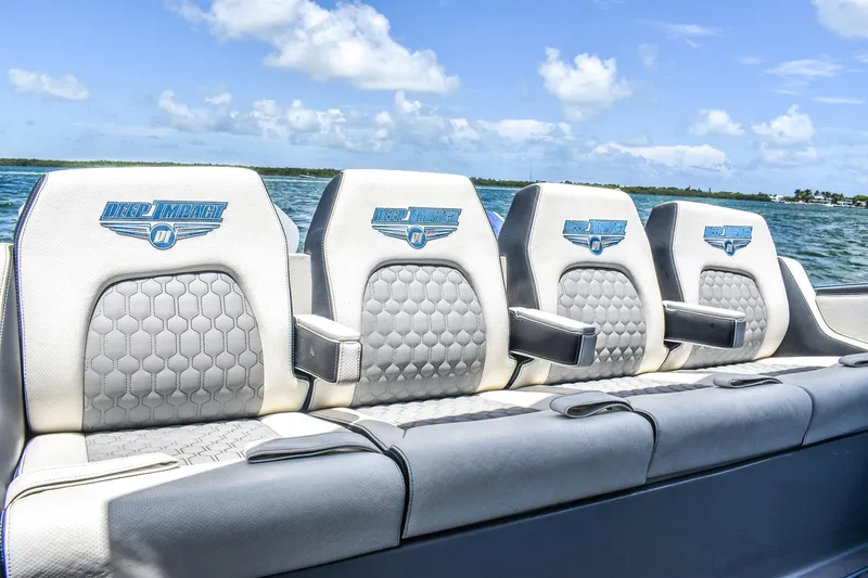 Slide: The Image of The 2022 Deep Impact 399 Forward Cabin seats are luxurious and comfortable. - 14