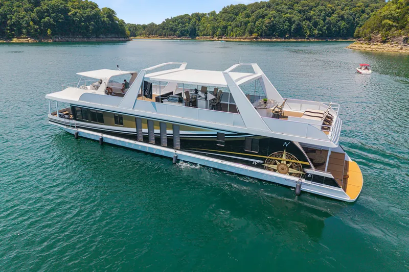 Slide: The Image of Luxurious 2011 STARDUST 18 x 85 houseboat cruising on a serene lake. - 7