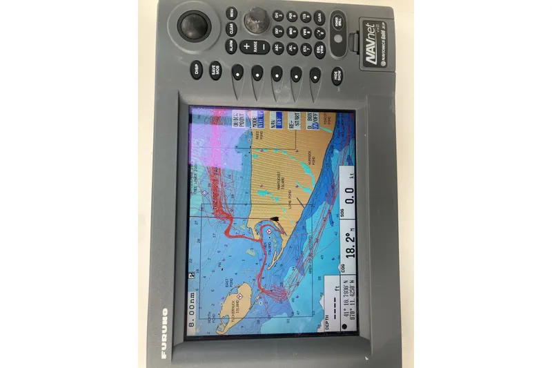 Slide: The Image of Furuno NavNet marine GPS displaying nautical chart on Grady White 275 Tournament, 2008 model. - 22