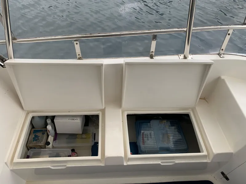 Slide: The Image of Storage compartments on a 1991 TransWorld Cockpit Motoryacht. - 29