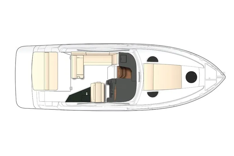 Slide: The Image of Manufacturer Provided Image: Top view layout of 2025 Regal 33 Express boat, showcasing seating and cabin areas. - 17