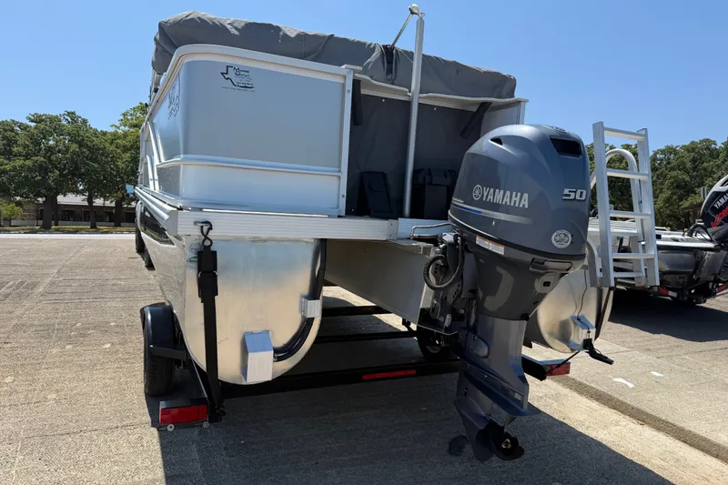 Slide: The Image of 2020 SunCatcher V18 Fish boat with Yamaha 50 outboard motor on trailer. - 10