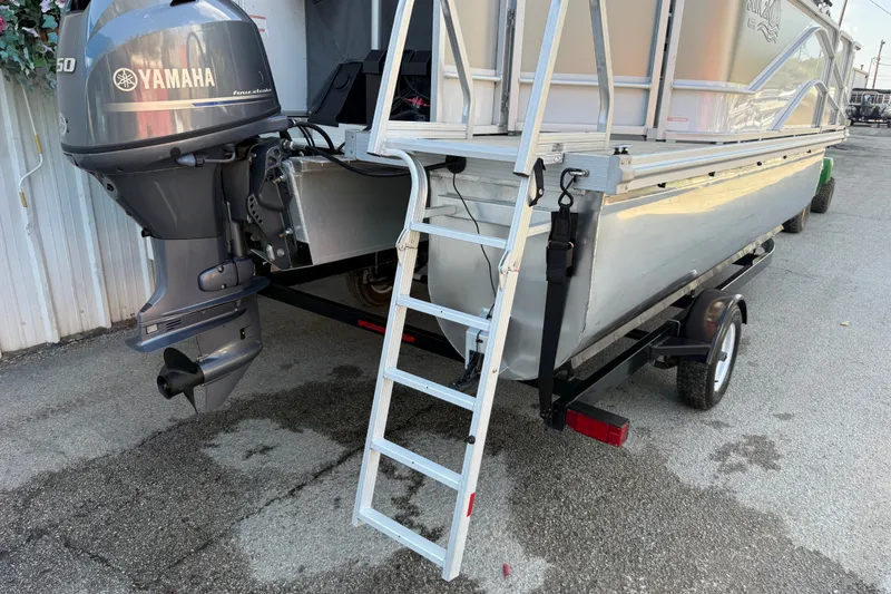 Slide: The Image of 2020 SunCatcher V18 Fish boat with Yamaha motor and ladder on trailer. - 38