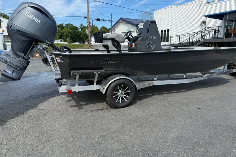 The Image of 2026 Avid 20 Rogue CC boat with Yamaha engine on a trailer. - 1