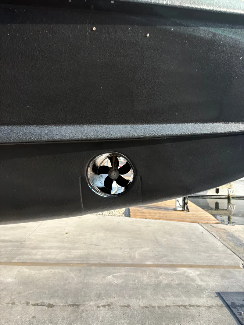 Slide: The Image of Close-up of a boat hull with a propeller in an opening. - 30
