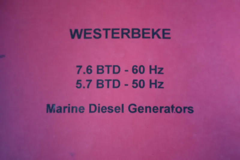Slide: The Image of Westerbeke marine diesel generators with 7.6 BTD - 60 Hz and 5.7 BTD - 50 Hz. - 34