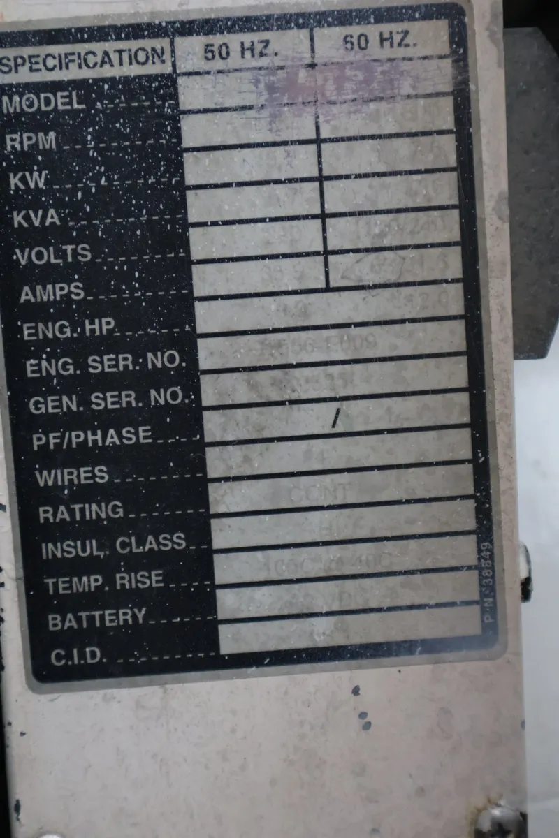 Slide: The Image of A specification plate with blank fields for technical details. - 30
