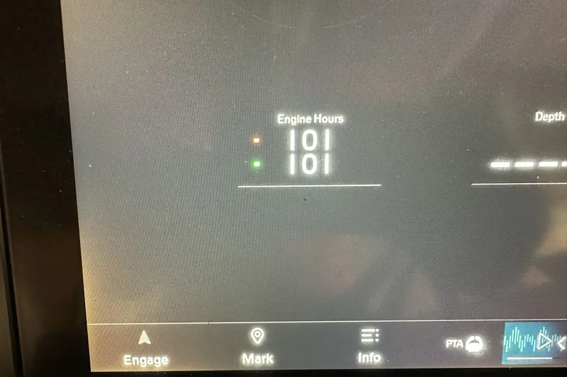 Slide: The Image of Display screen showing engine hours at 101 for Regal LS36, 2023 model. - 18