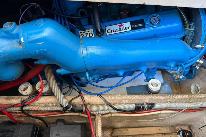 Slide: The Image of Engine compartment of a 1987 Silverton 34 Convertible with Crusader Model 270 engine. - 42