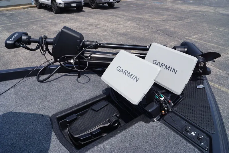 Slide: The Image of Phoenix 921 Elite X 2027 boat with Garmin electronics and trolling motor on deck. - 18