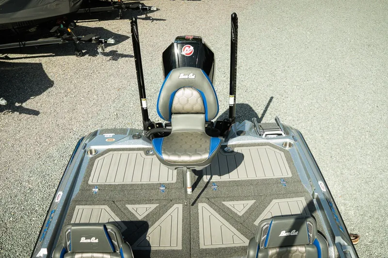 Slide: The Image of 2026 Bass Cat Lynx STS boat interior with seating and deck details. - 20
