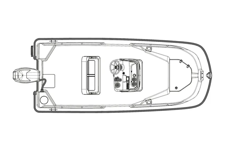 Slide: The Image of Manufacturer Provided Image: Top view of 2026 Boston Whaler 150 Montauk boat layout. - 11