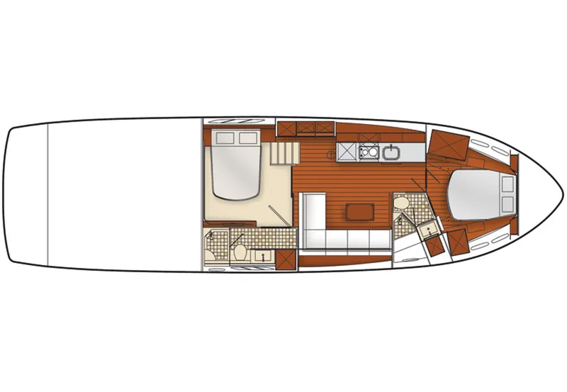 Slide: The Image of Manufacturer Provided Image: 2016 Sea Ray 540 Sundancer floor plan with two bedrooms, kitchen, and living area. - 88