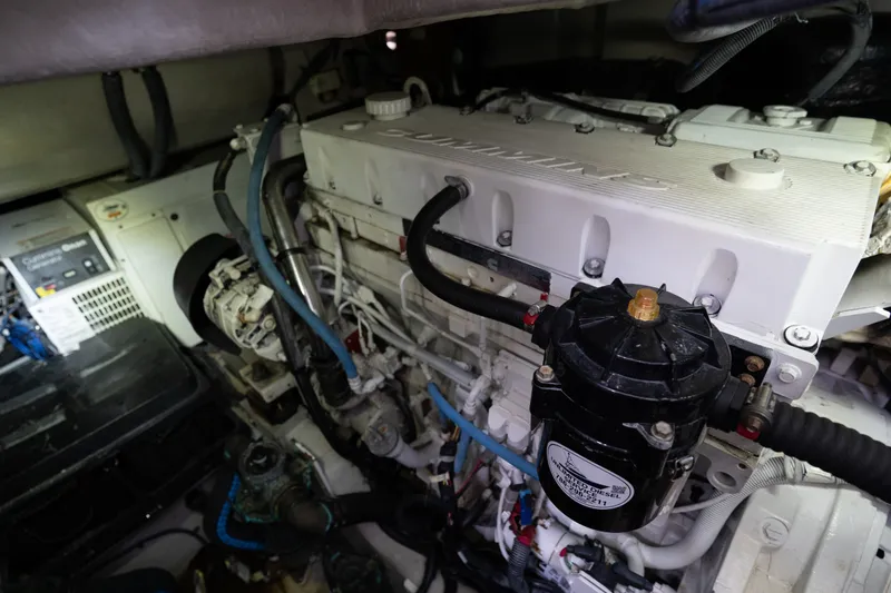 Slide: The Image of Engine room of 2016 Sea Ray Sundancer 540 yacht, showcasing mechanical components. - 90