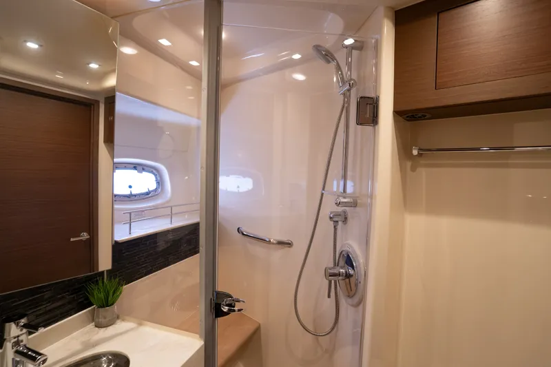 Slide: The Image of Luxurious bathroom in 2016 Sea Ray Sundancer 540 yacht with modern shower and fixtures. - 70