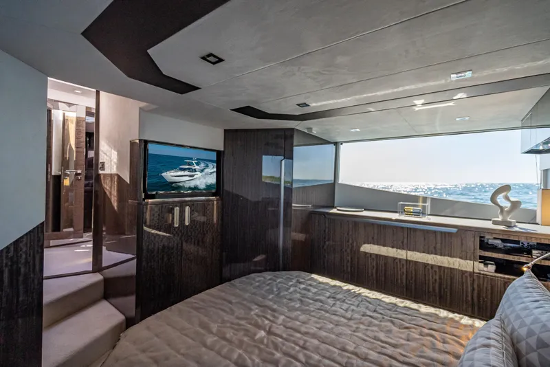 Slide: The Image of Luxurious interior of 2021 Galeon 500 Fly yacht with ocean view and modern amenities. - 33