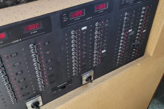 Slide: The Image of Electrical control panel of a 1978 Symbol Double Deck Cockpit MY - 68' yacht. - 10