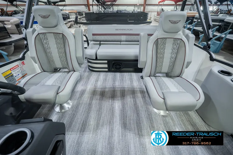 Slide: The Image of Interior of a 2027 Bennington 22 MSB boat with luxurious seating and modern design. - 20
