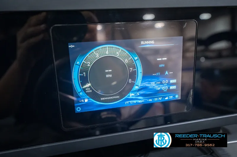 Slide: The Image of Digital dashboard display of a 2027 Bennington 22 MSB boat, showing RPM and other metrics. - 45
