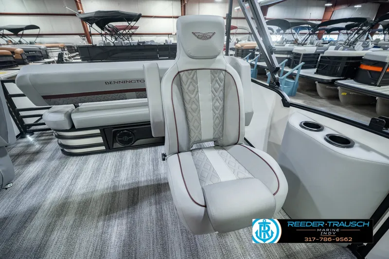 Slide: The Image of 2027 Bennington 22 MSB boat interior with luxurious seating and modern design. - 50