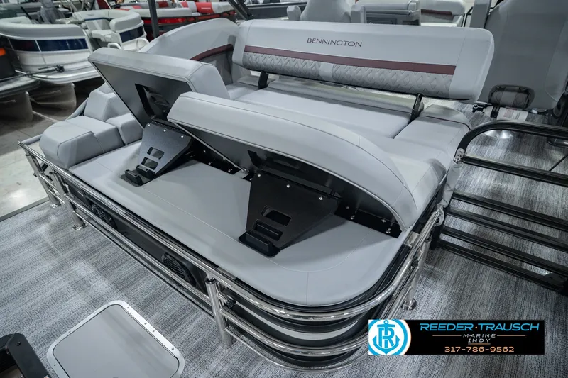 Slide: The Image of 2027 Bennington 22 MSB pontoon boat interior with adjustable seating and sleek design. - 38
