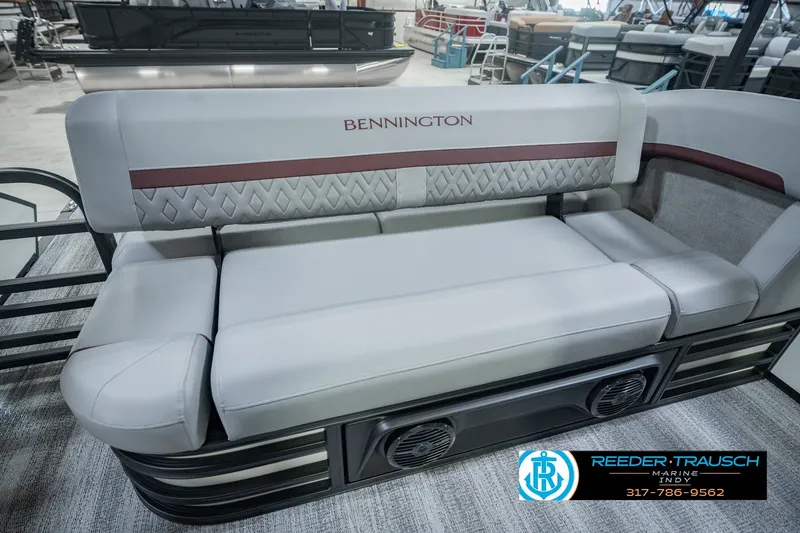 Slide: The Image of 2027 Bennington 22 MSB pontoon boat seating with elegant upholstery and modern design. - 51
