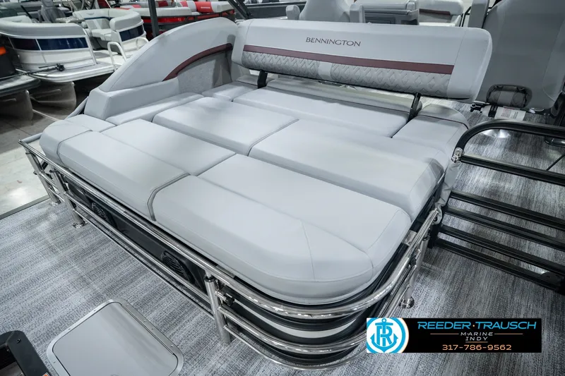 Slide: The Image of 2027 Bennington 22 MSB boat interior with luxurious seating and modern design. - 36
