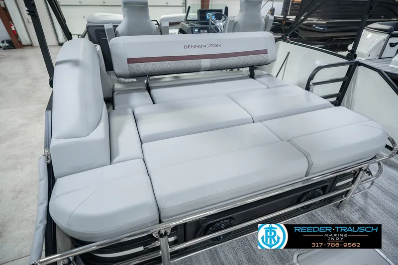 Slide: The Image of 2027 Bennington 22 MSB boat interior with luxurious seating and modern design. - 52