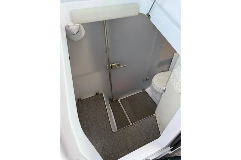 Slide: The Image of Modern bathroom interior of 2025 Axopar 37 XC Cross Cabin boat. - 23