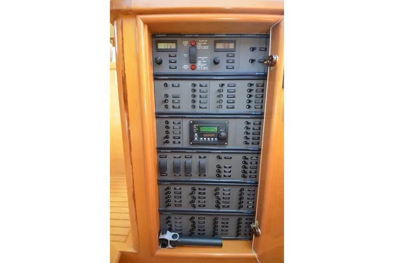 Slide: The Image of Electrical control panel on a 1997 McKinna 48 Pilothouse yacht. - 25