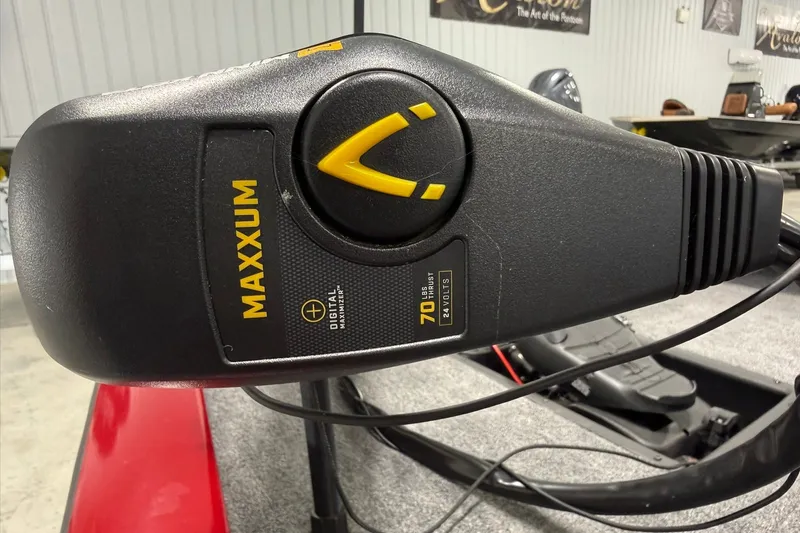 Slide: The Image of Close-up of Maxxum trolling motor on 2024 Tracker Pro Team 175 TXW Tournament Edition boat. - 16