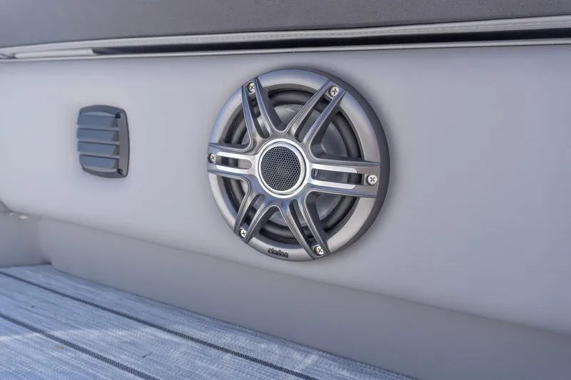 Slide: The Image of Speaker detail on 2026 SunCatcher Select 322RC boat, showcasing sleek design and functionality. - 13