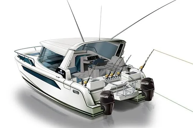 Slide: The Image of Manufacturer Provided Image: 2019 Aquila 36 Sport boat with dual Mercury outboard engines. - 31