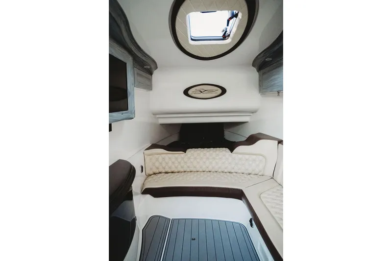Slide: The Image of Luxurious interior of 2018 MTI 57 boat with plush seating and modern design. - 46
