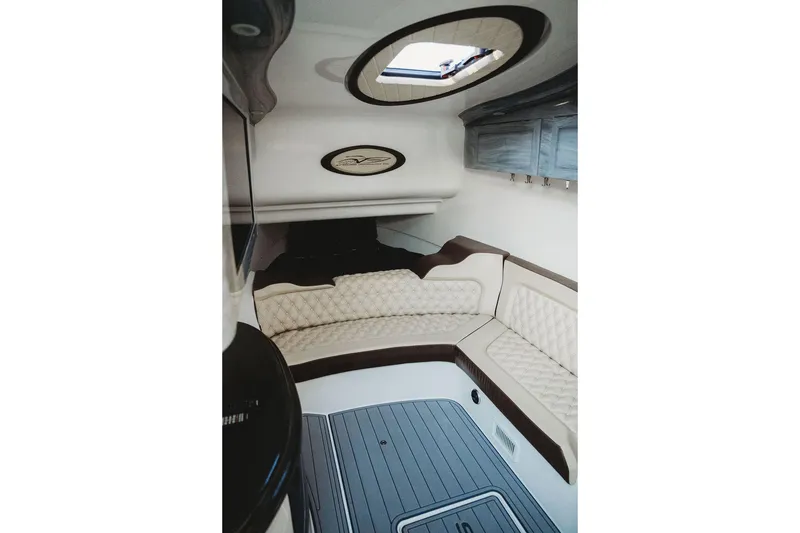 Slide: The Image of Luxurious interior of 2018 MTI 57 boat with plush seating and elegant design. - 45