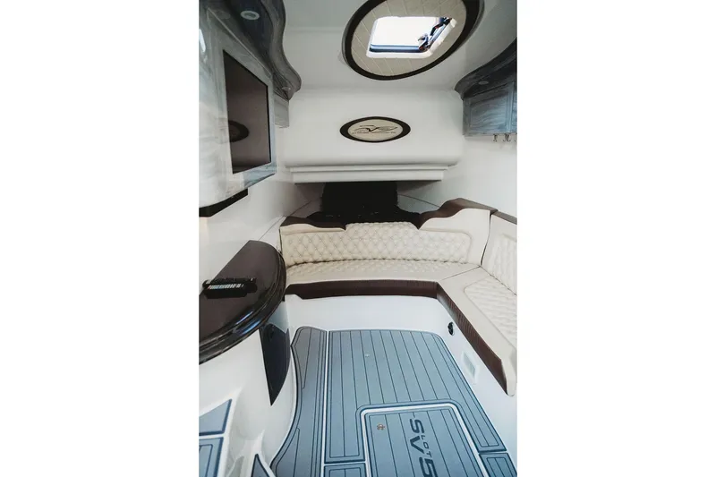 Slide: The Image of Luxurious interior of 2018 MTI 57 boat with plush seating and modern amenities. - 43