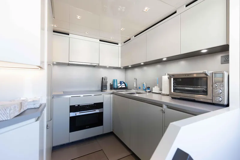 Slide: The Image of Modern kitchen in 2024 Sanlorenzo SL90A yacht with sleek cabinetry and appliances. - 33
