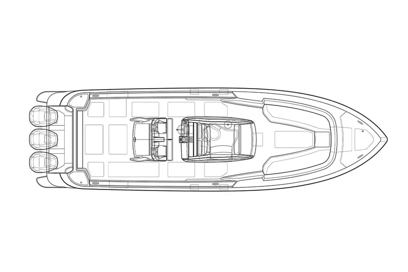 Slide: The Image of Manufacturer Provided Image: Top view line drawing of 2022 Intrepid 345 Nomad SE boat. - 43