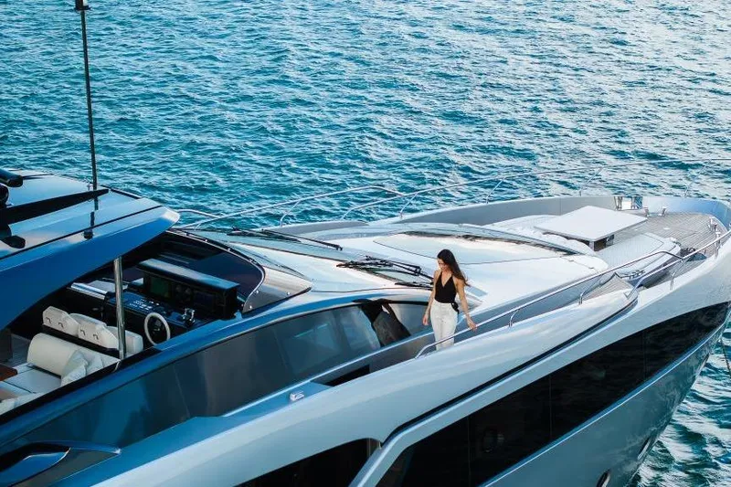 Slide: The Image of Luxury Riva 90' Argo yacht cruising on blue ocean, 2022 model. - 47