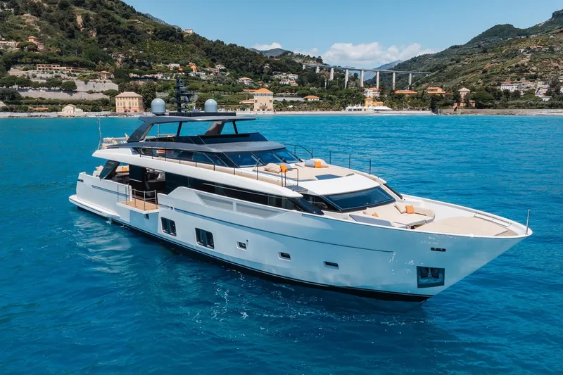 The Image of Luxurious 2022 Sanlorenzo SL106A yacht cruising in scenic coastal waters. - 0