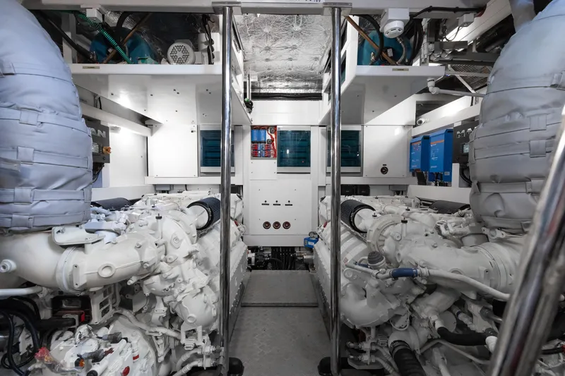 Slide: The Image of Engine room of 2022 Sunseeker 76 Yacht, showcasing advanced machinery and equipment. - 89