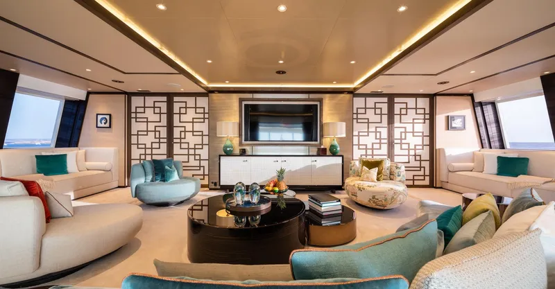 Slide: The Image of Luxurious interior of 2016 Alia Yachts 60M with elegant seating and modern decor. - 17