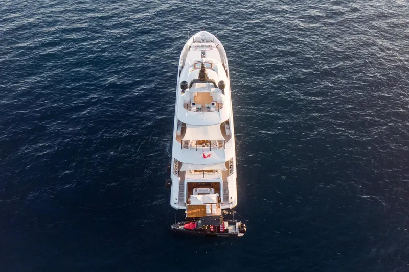 Slide: The Image of Aerial view of 2016 Alia Yachts 60M luxury yacht on open water. - 23