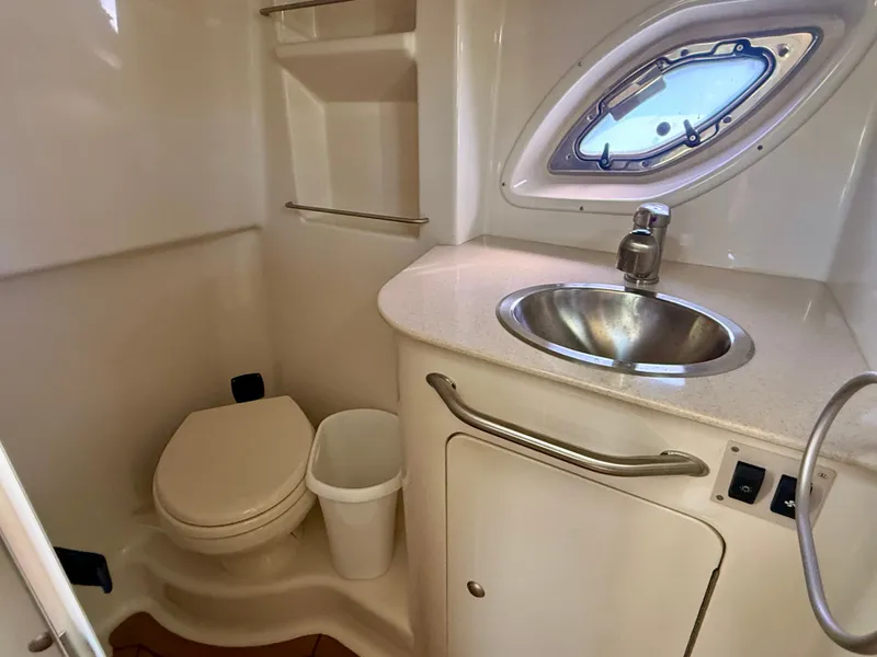 Slide: The Image of The image shows the bathroom of a 2009 Sea Ray Sundancer 310. - 20