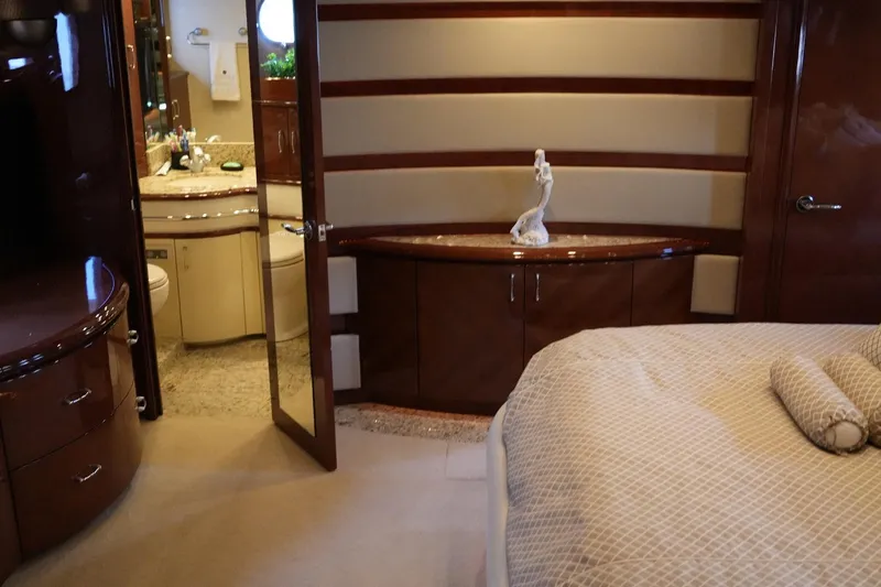 Slide: The Image of Luxurious interior of 2008 Marquis 65 Skylounge yacht with elegant bedroom and bathroom. - 63
