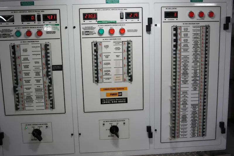 Slide: The Image of Electrical control panel on a 2008 Marquis 65 Skylounge yacht. - 83