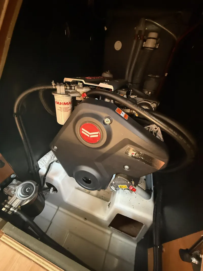 Slide: The Image of Engine compartment of 2021 Jeanneau Sun Odyssey 410 sailboat with Yanmar engine. - 20