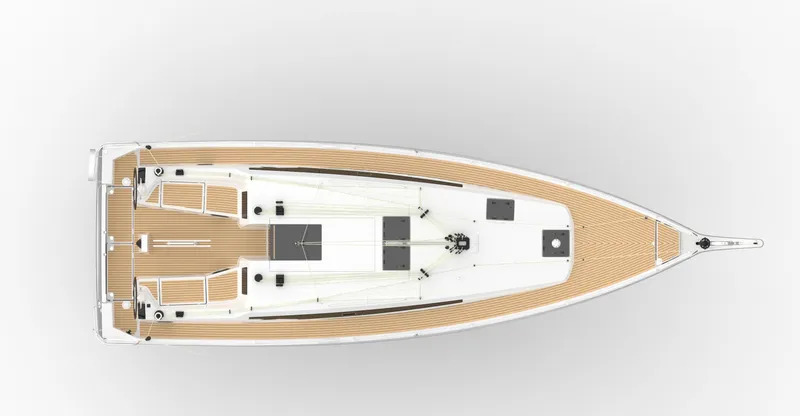 Slide: The Image of Top view of 2021 Jeanneau Sun Odyssey 410 sailboat with teak deck. - 17