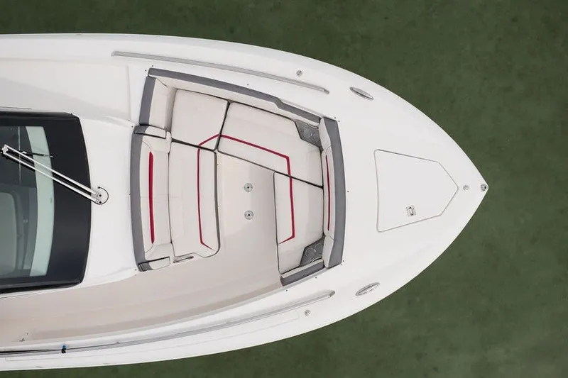 Slide: The Image of Overhead view of 2020 Tiara Sport 34 LS boat's bow seating area. - 17